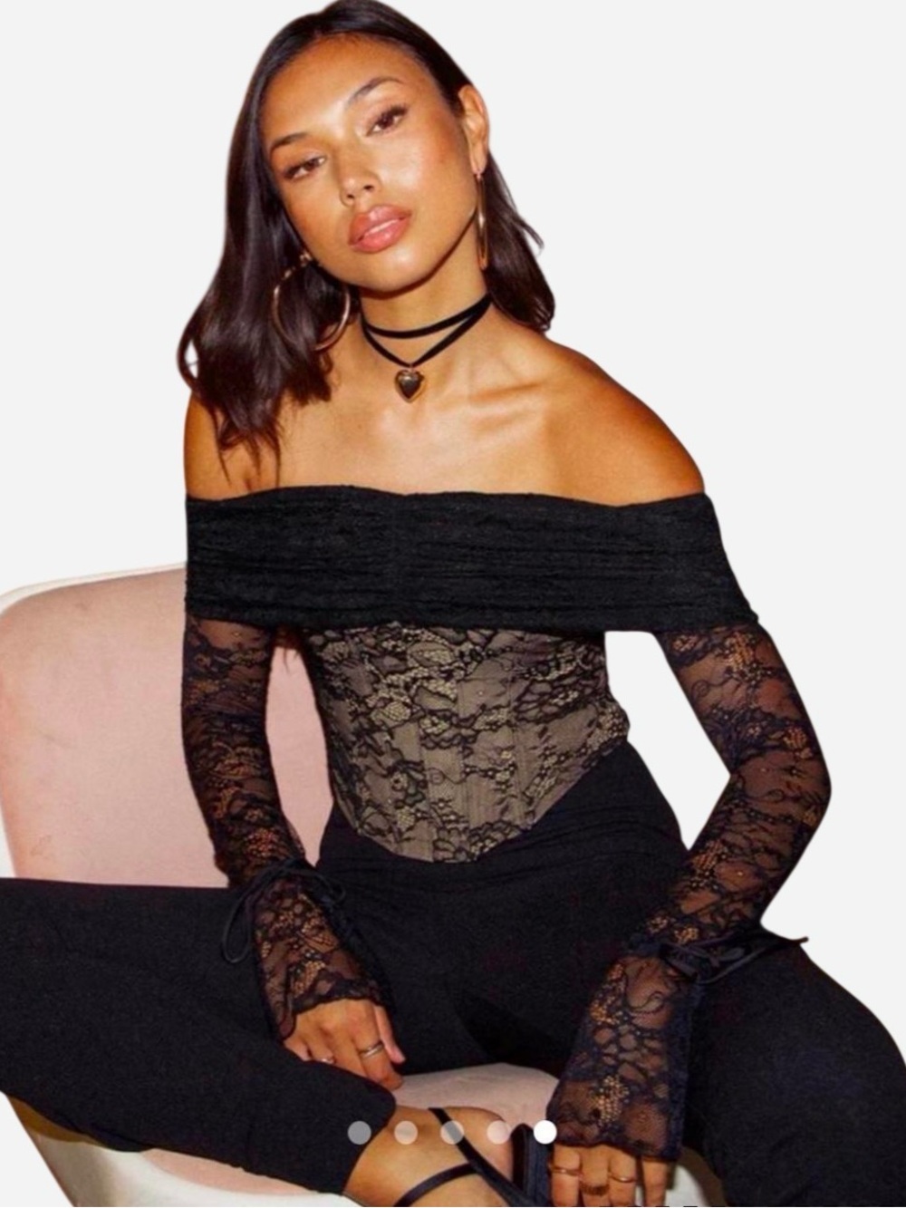 Princess Polly Cherli Lace Corset Top - Black
